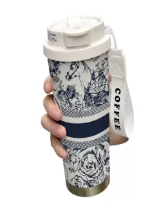 530ml Floral Insulated Coffee Thermos with Straw & Lid Stylish Hydration for Every Occasion
