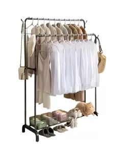 1pc Classic Multifunctional Freestanding Clothes Drying Rack with Wheels Space-Saving Storage for Every Room