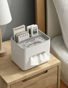 1pc Multifunctional Desktop Storage Box – Tissue Holder, Remote Organizer & Drawer Storage in One